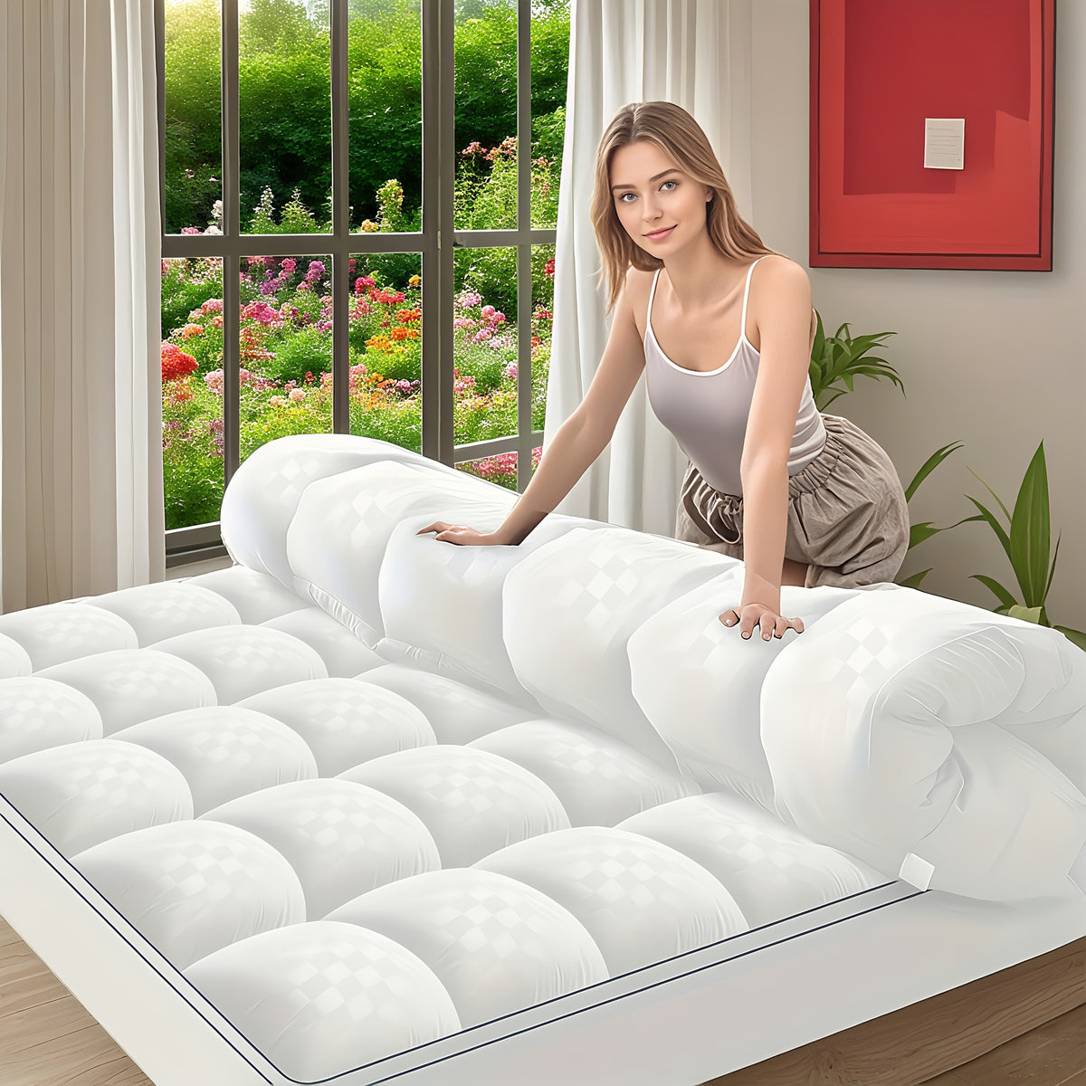 Extra Thick Mattress Topper — Pillow-Top Quilted, 1500GSM Fill, Fitted Deep Pocket (8–21")